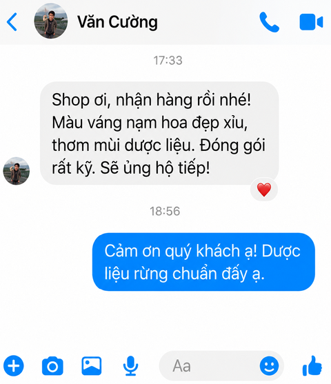 Phản hồi Zalo từ khách hàng Văn Cường