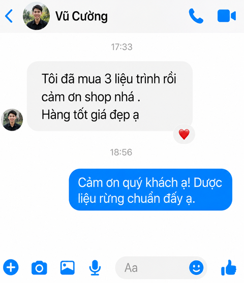 Phản hồi Zalo từ khách hàng Vũ Cường
